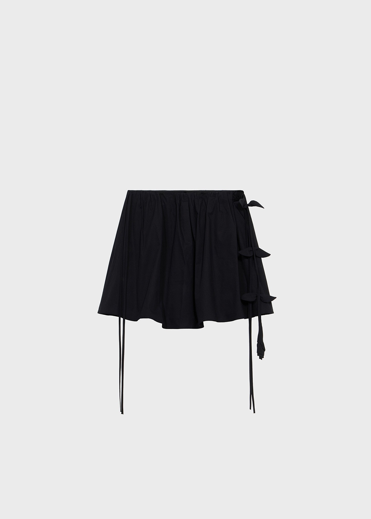MINI SKIRT IN POPLIN WITH DRAWSTRING - 1