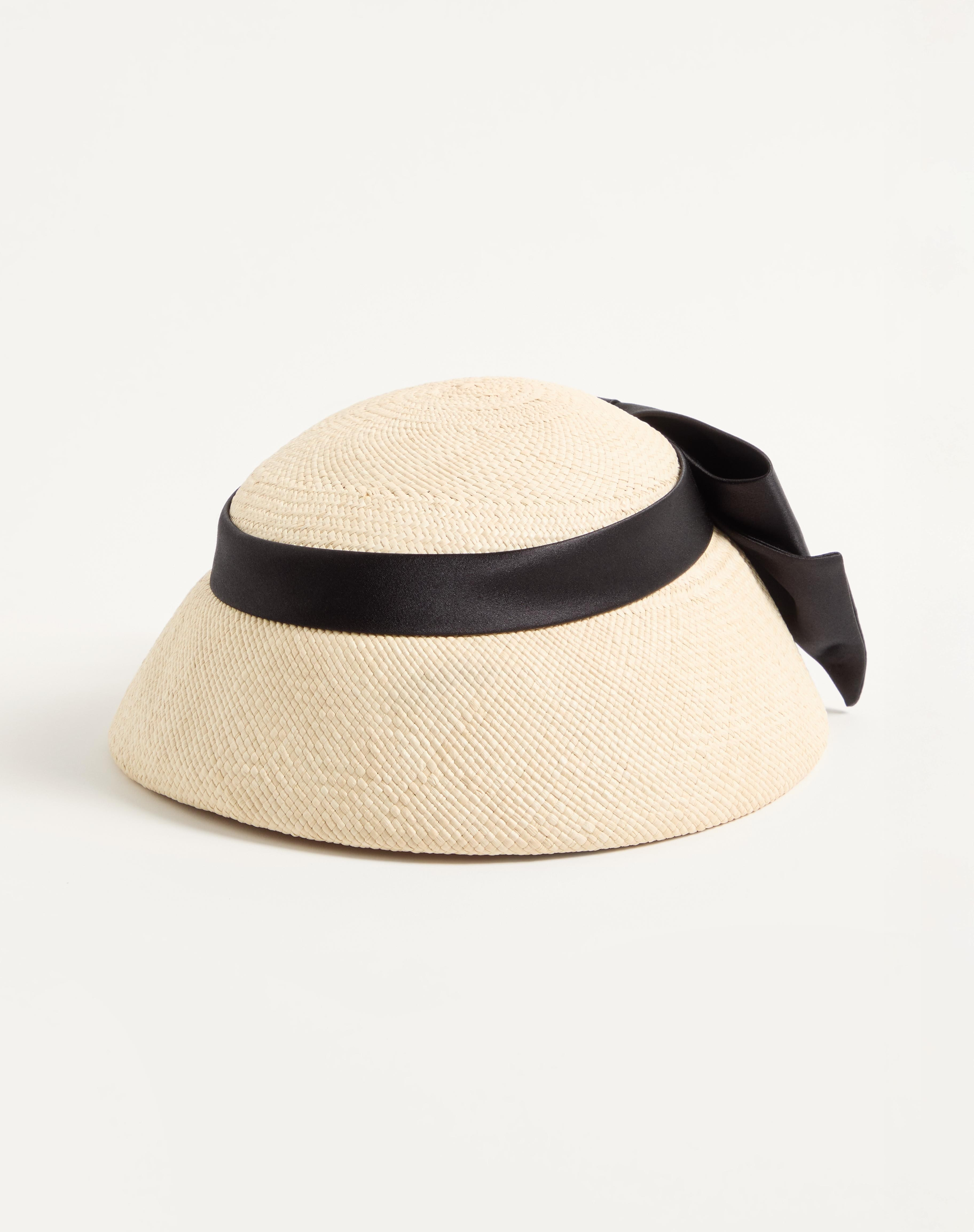 VLOGO SIGNATURE PANAMA BUCKET HAT WITH SATIN BOW - 4