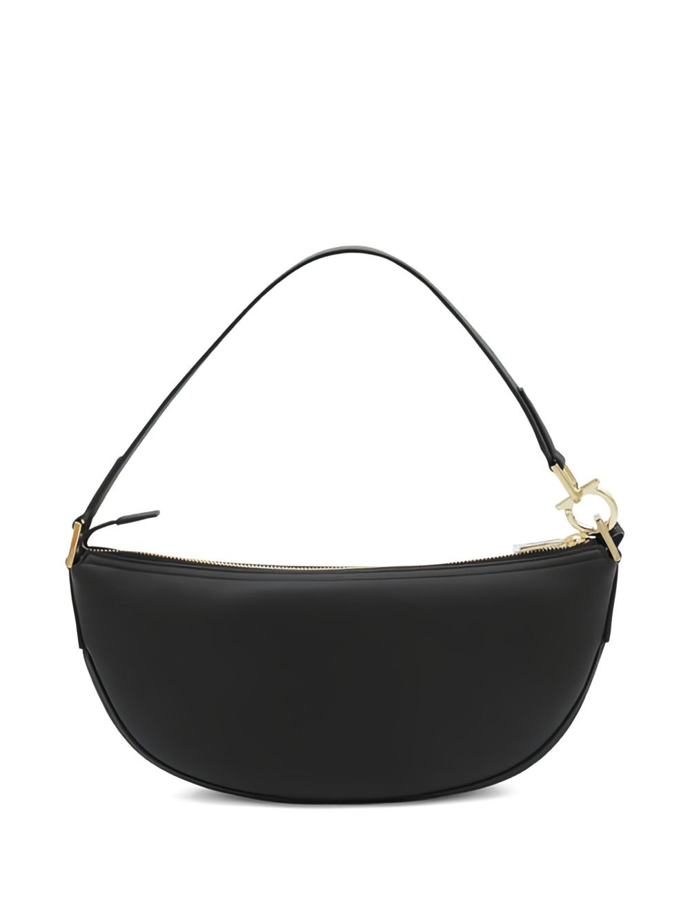 small oval-shaped leather shoulder bag - 2