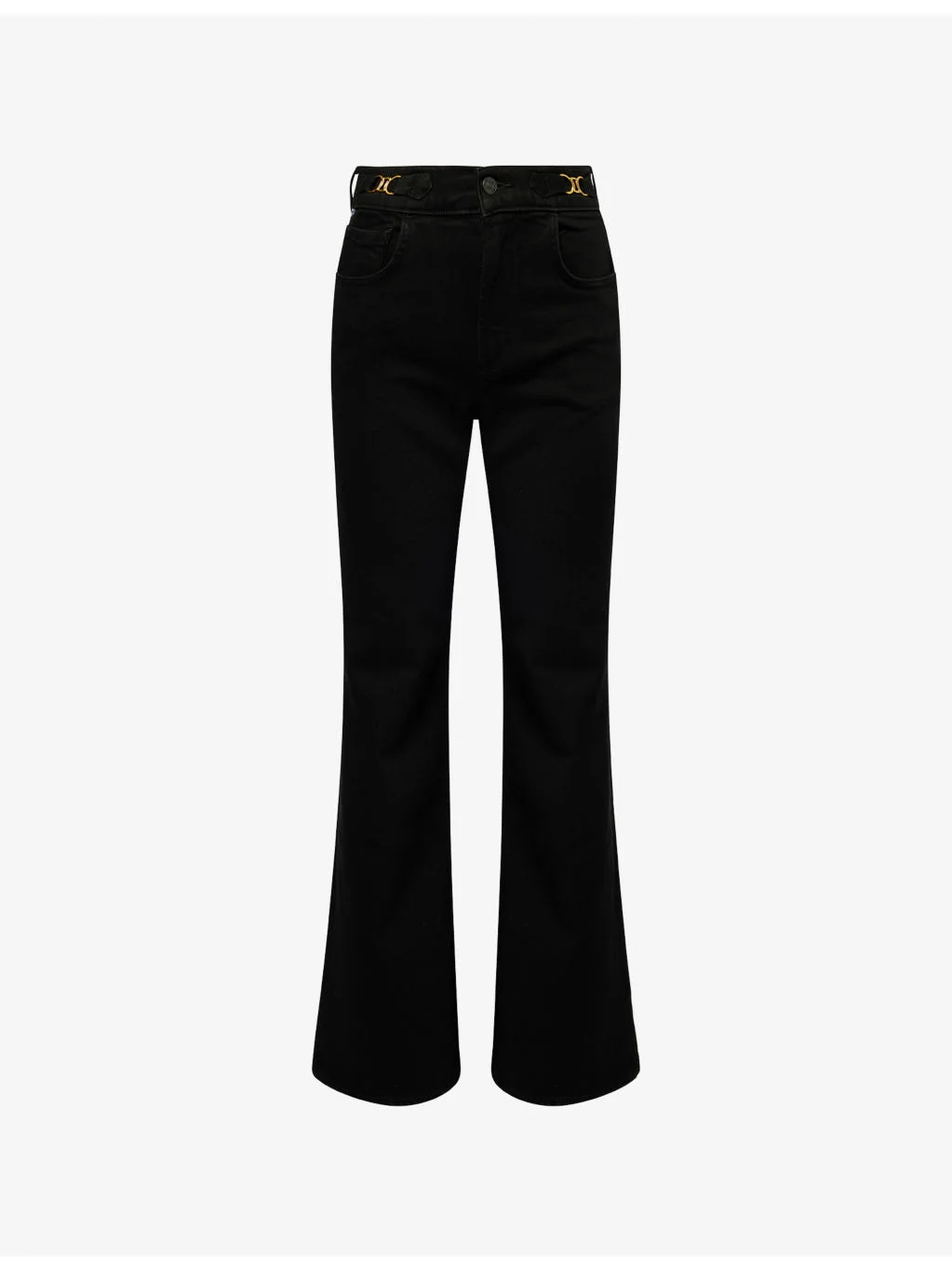 Kimberly Flared-Leg Horsebit-Trim Denim Jeans - 1