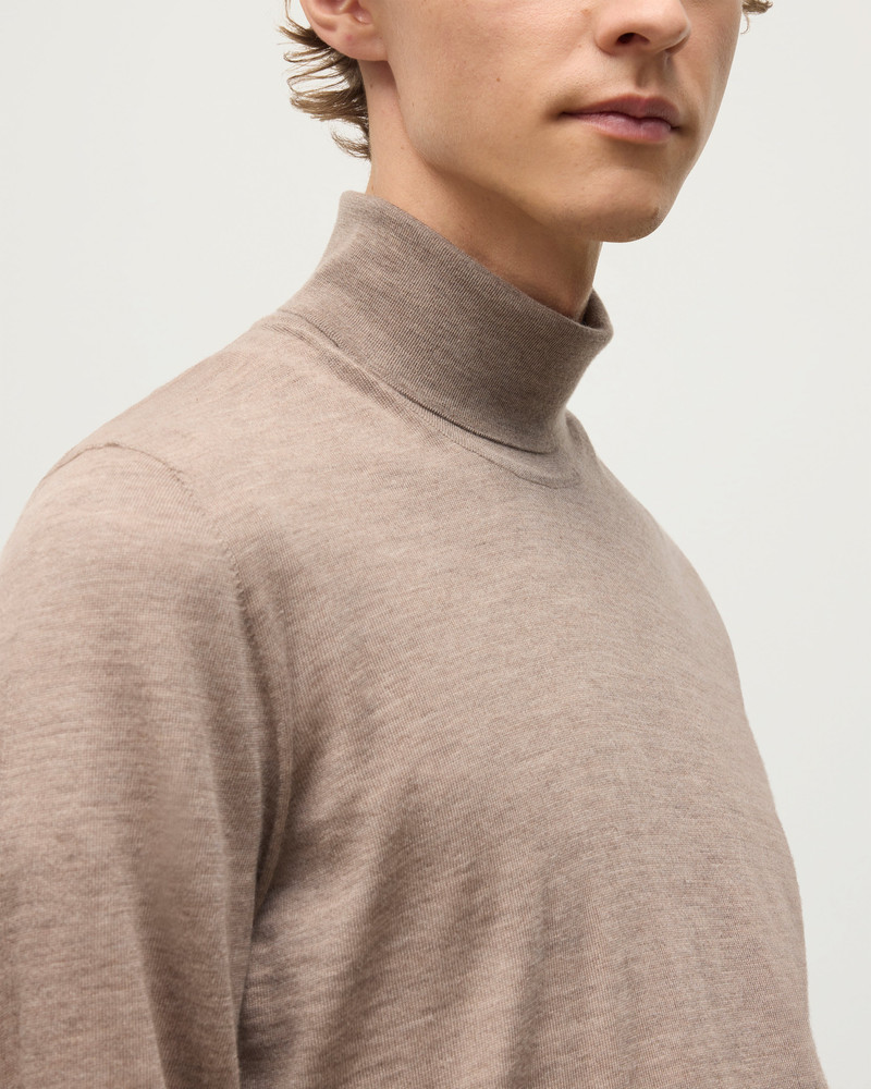 Johnstons of Elgin Fin Brown Cashmere Roll Neck Jumper outlook