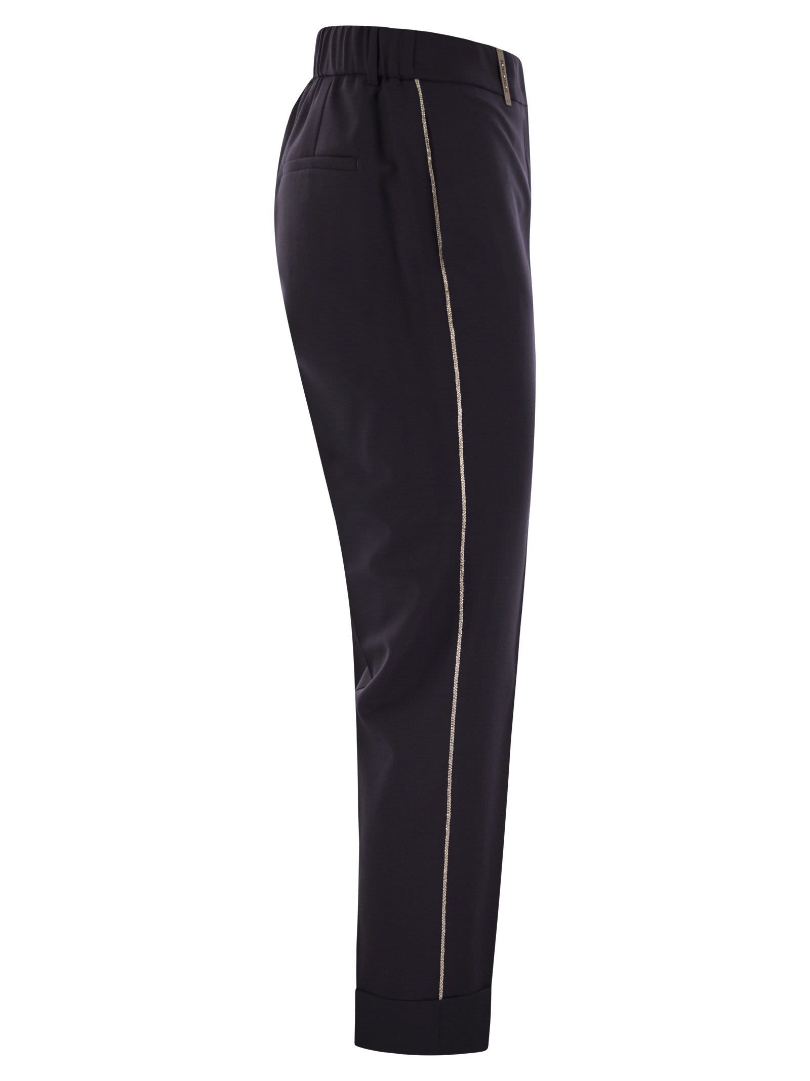 Peserico - Peserico Women Virgin Wool Blend Trousers With Jewellery - 3