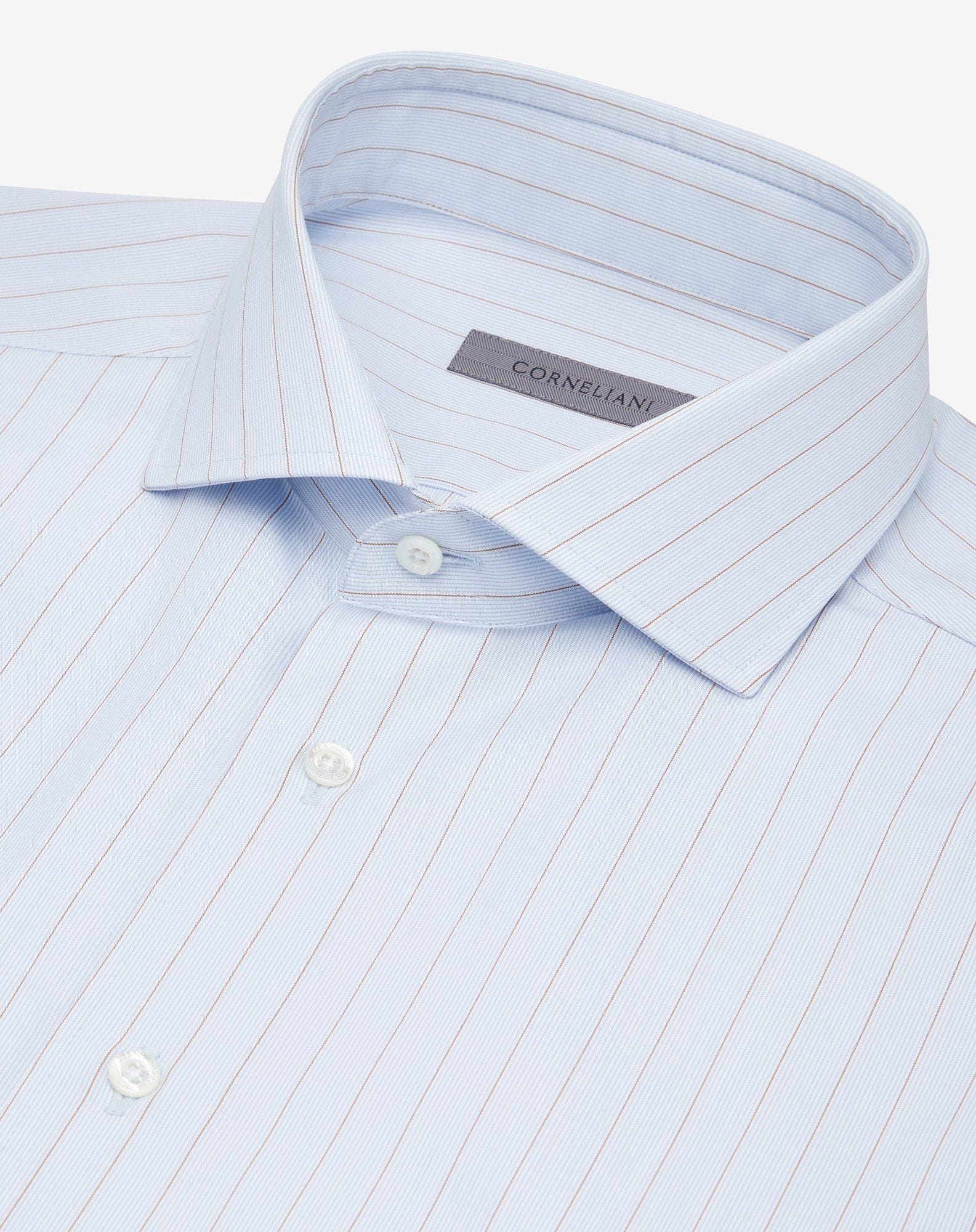Cotton shirt with light blue and brown stripes - 4