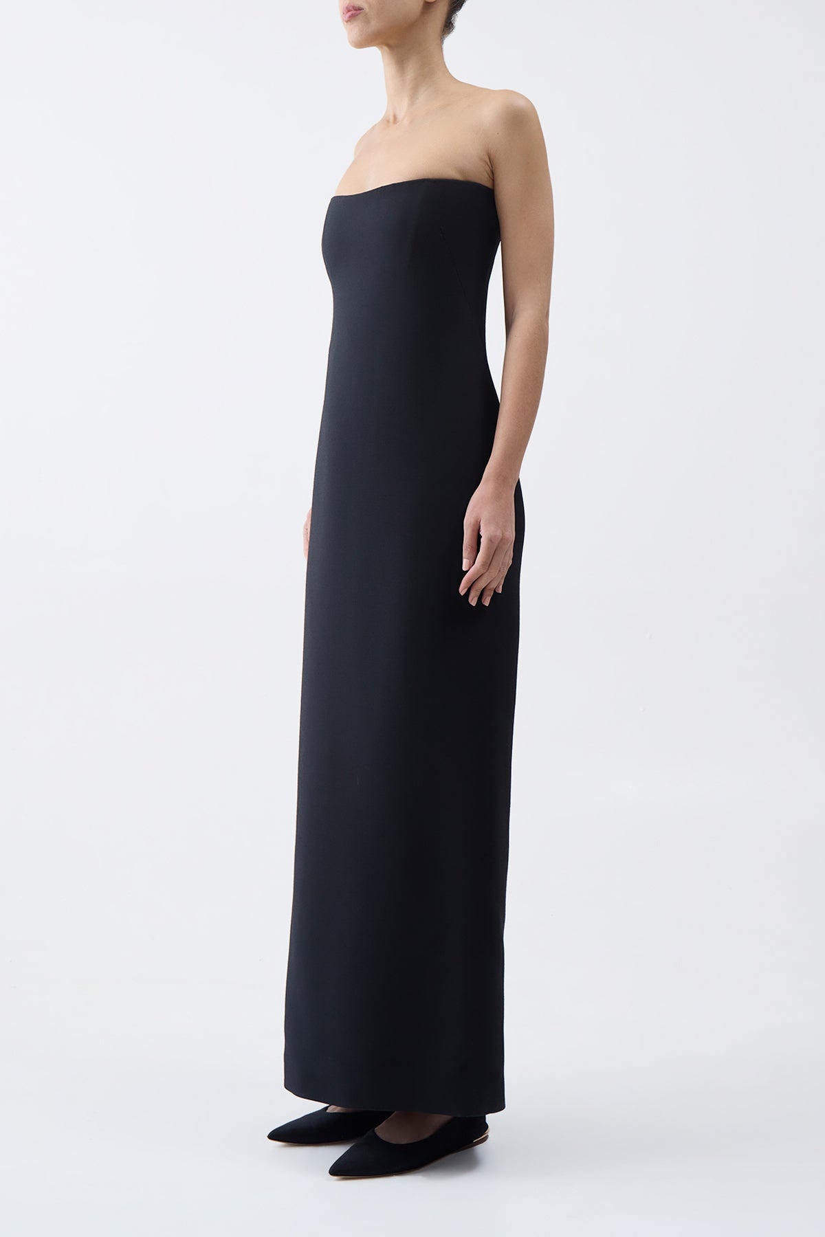Opus Dress in Black Wool Silk Cady - 4