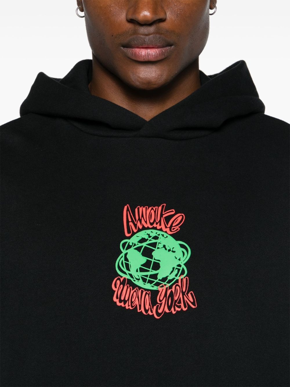 Globe raised-logo cotton hoodie - 5