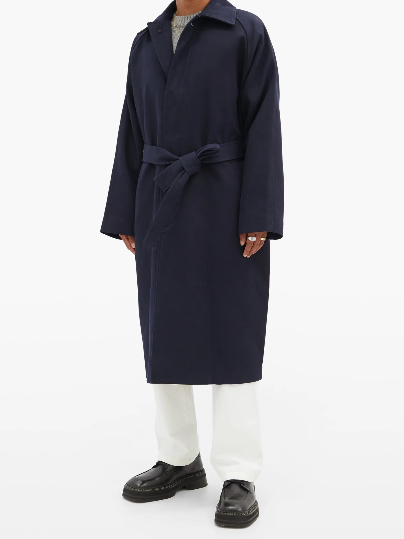 Oversized belted cotton-twill trench coat - 2