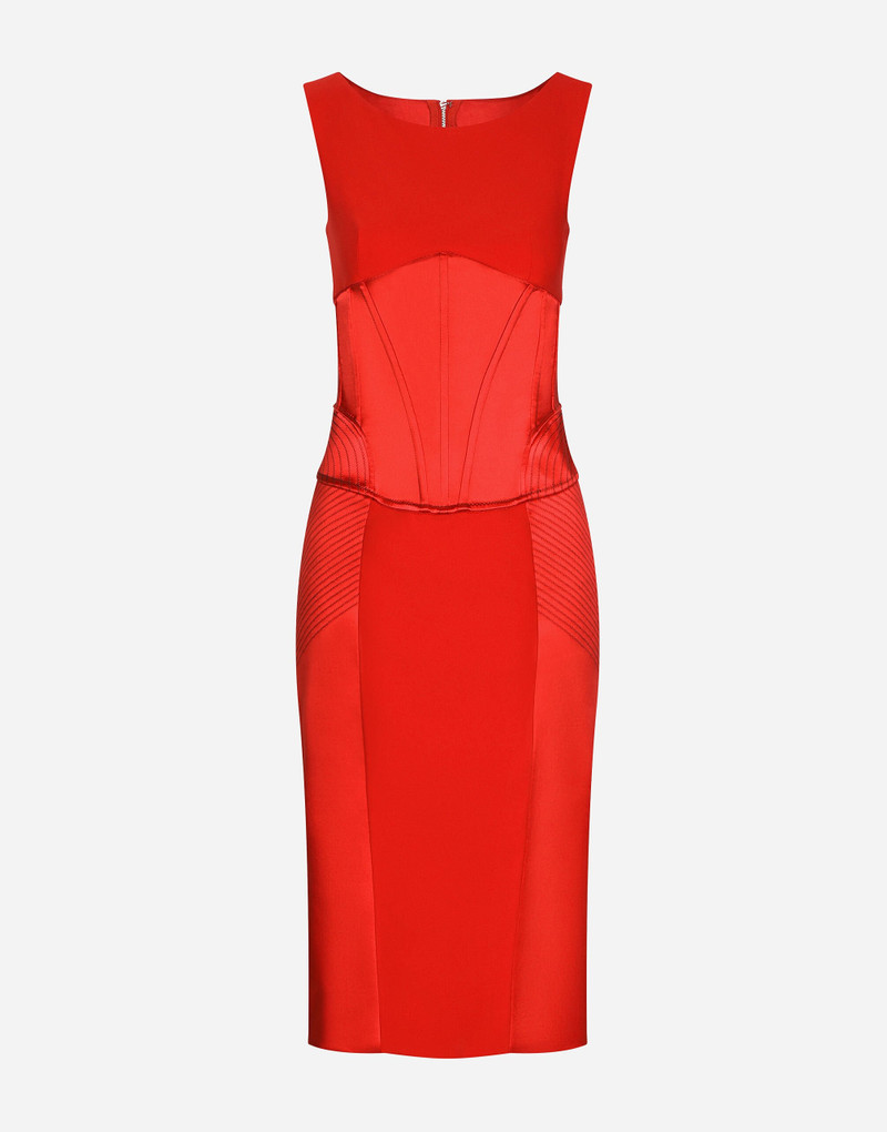 Satin and cady calf-length dress 1
