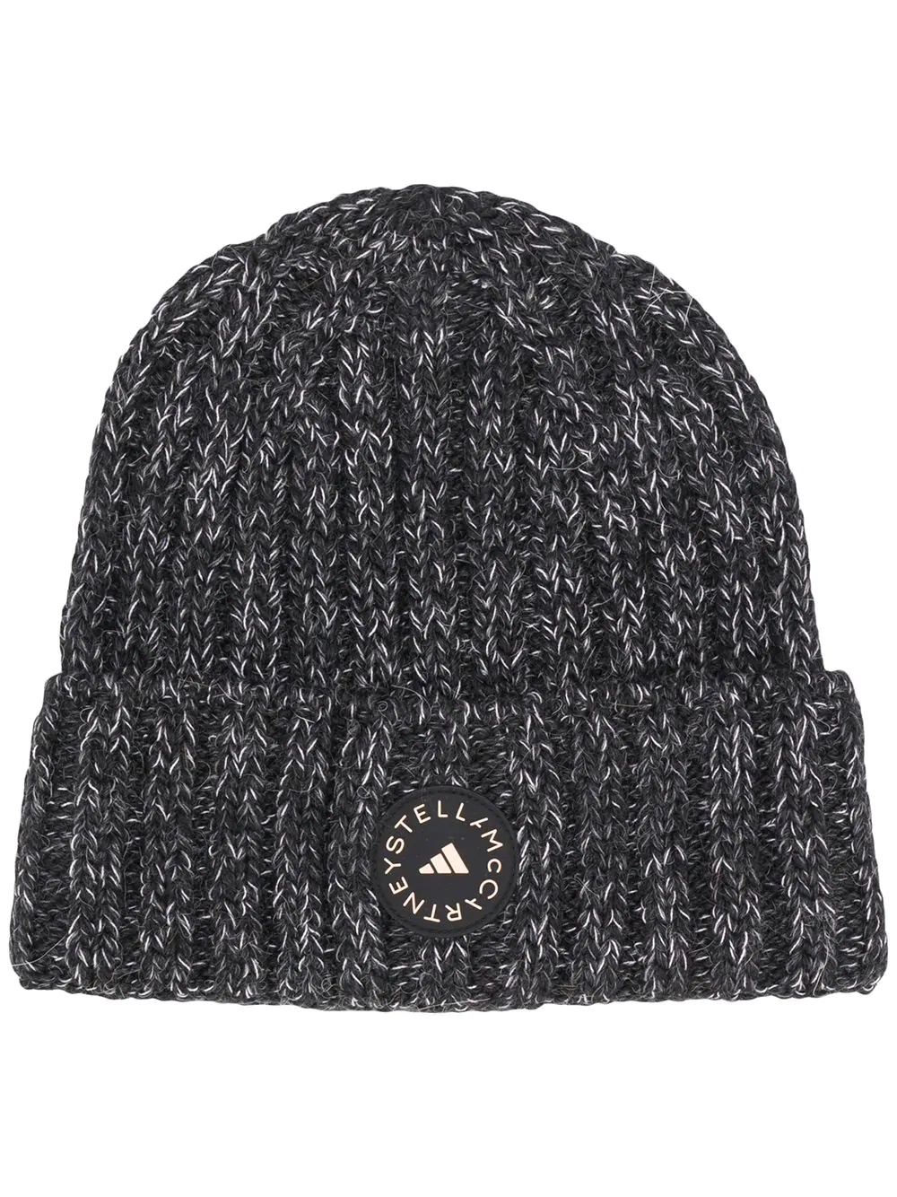 logo-patch ribbed beanie - 1