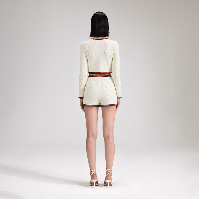self-portrait Cream Cable Knit Short outlook