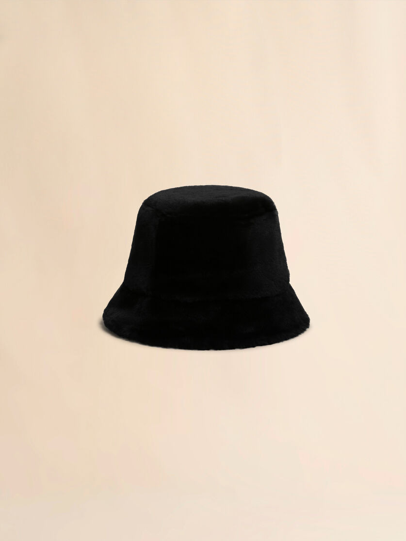 BLACK SHAVED SHEARLING BUCKET HAT - 3