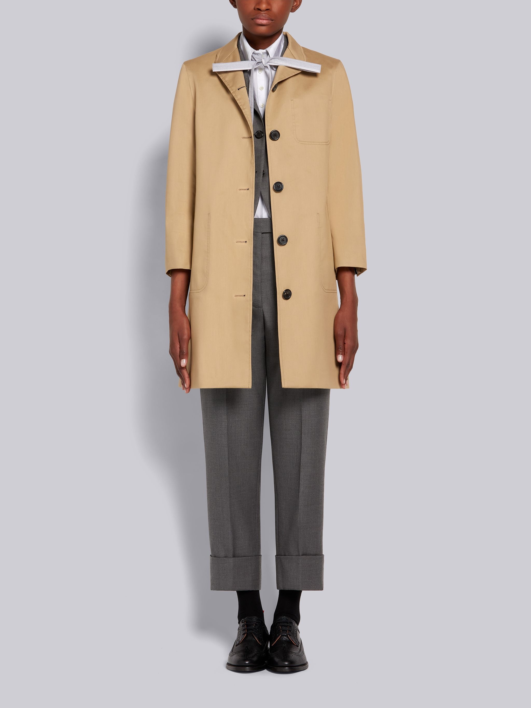 Khaki Cotton Mackintosh High Break Overcoat - 4