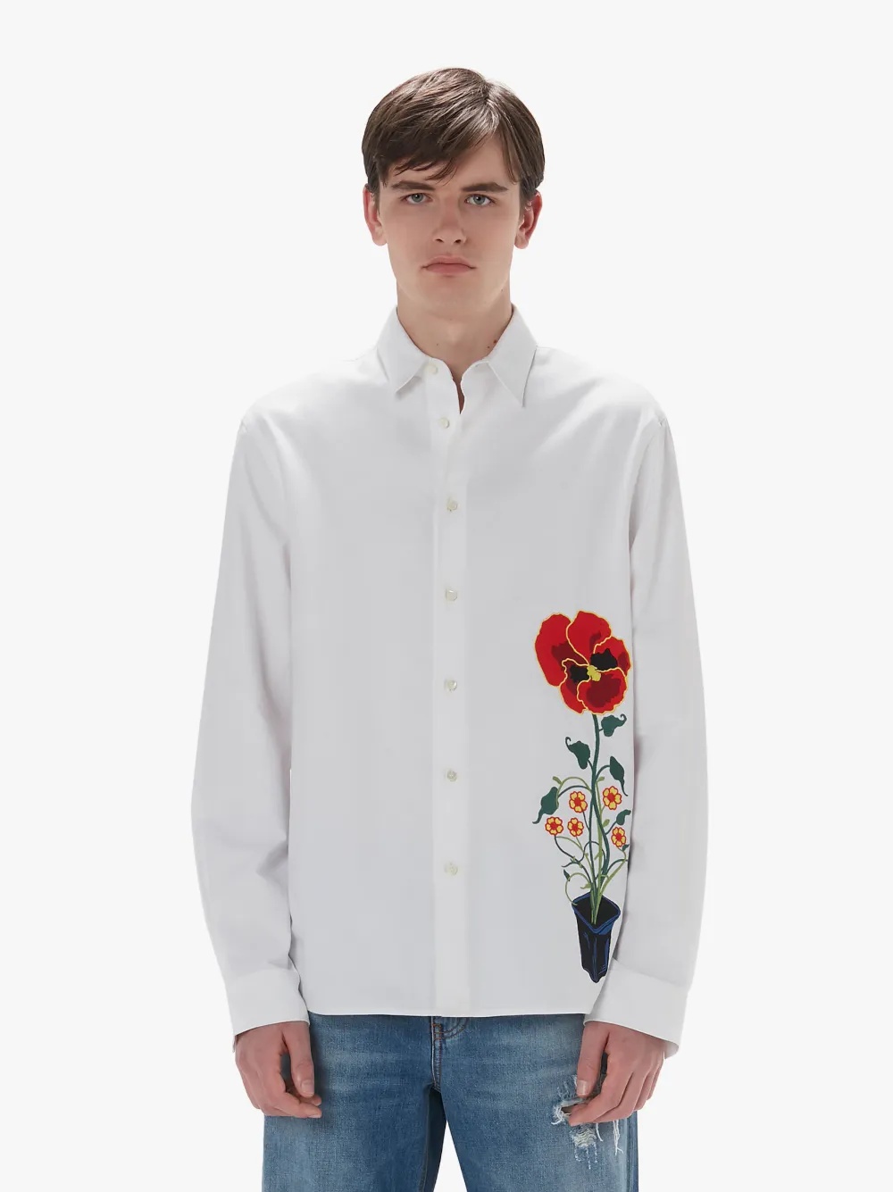 SHIRT WITH FLOWER POT EMBROIDERY - 2