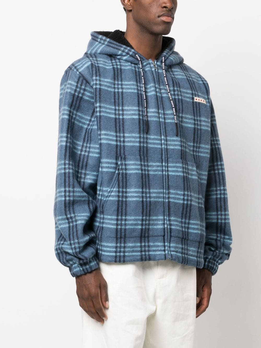 logo-patch check-print jacket - 3