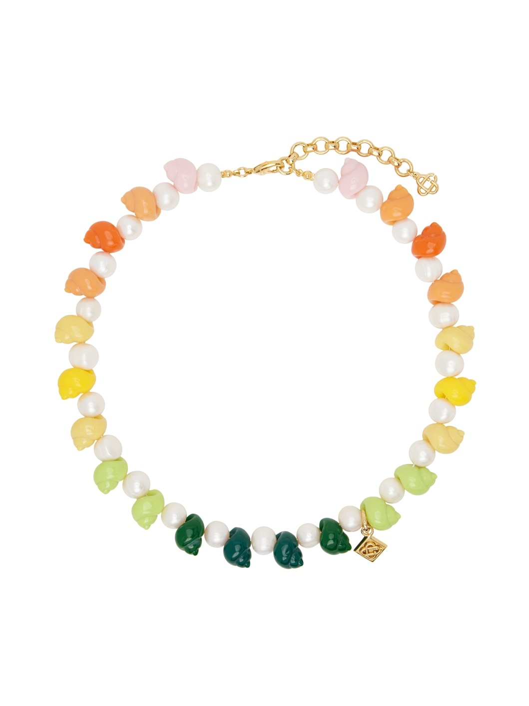 Gold & Multicolor Shell & Pearl Necklace - 1
