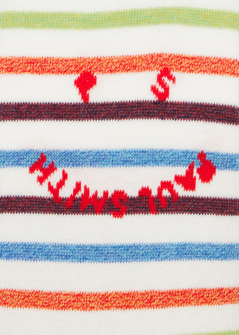 White 'Happy' Stripe Socks 3