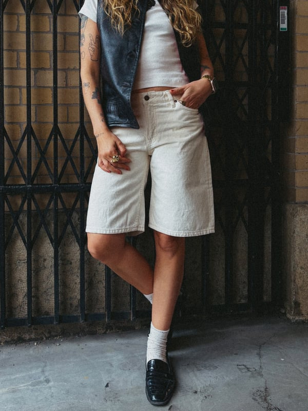 Meja Denim Shorts Ivory - 2