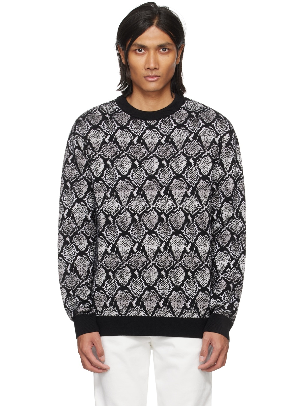 Black & Gray Snakeskin Sweater - 1