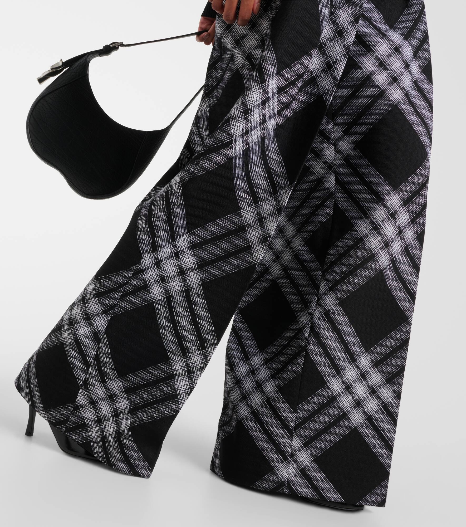 Checked wool wide-leg pants - 5