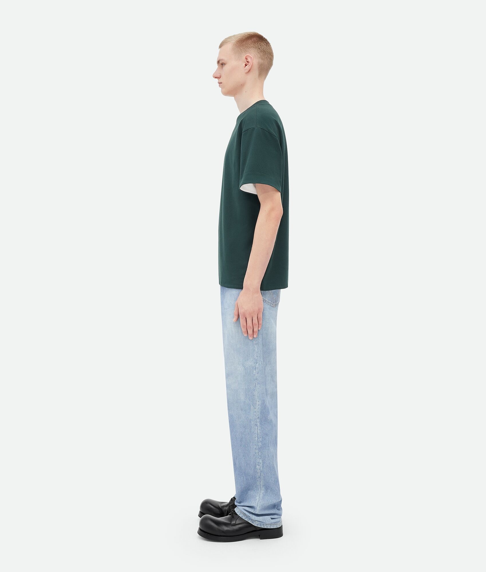 Relaxed Fit Double Layer Cotton T-Shirt - 2