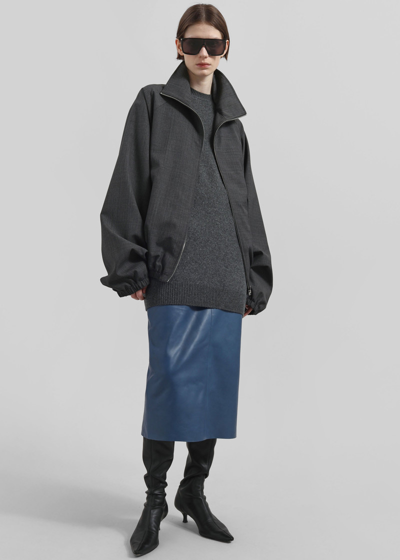 Taney Leather Midi Skirt - Cobalt 8