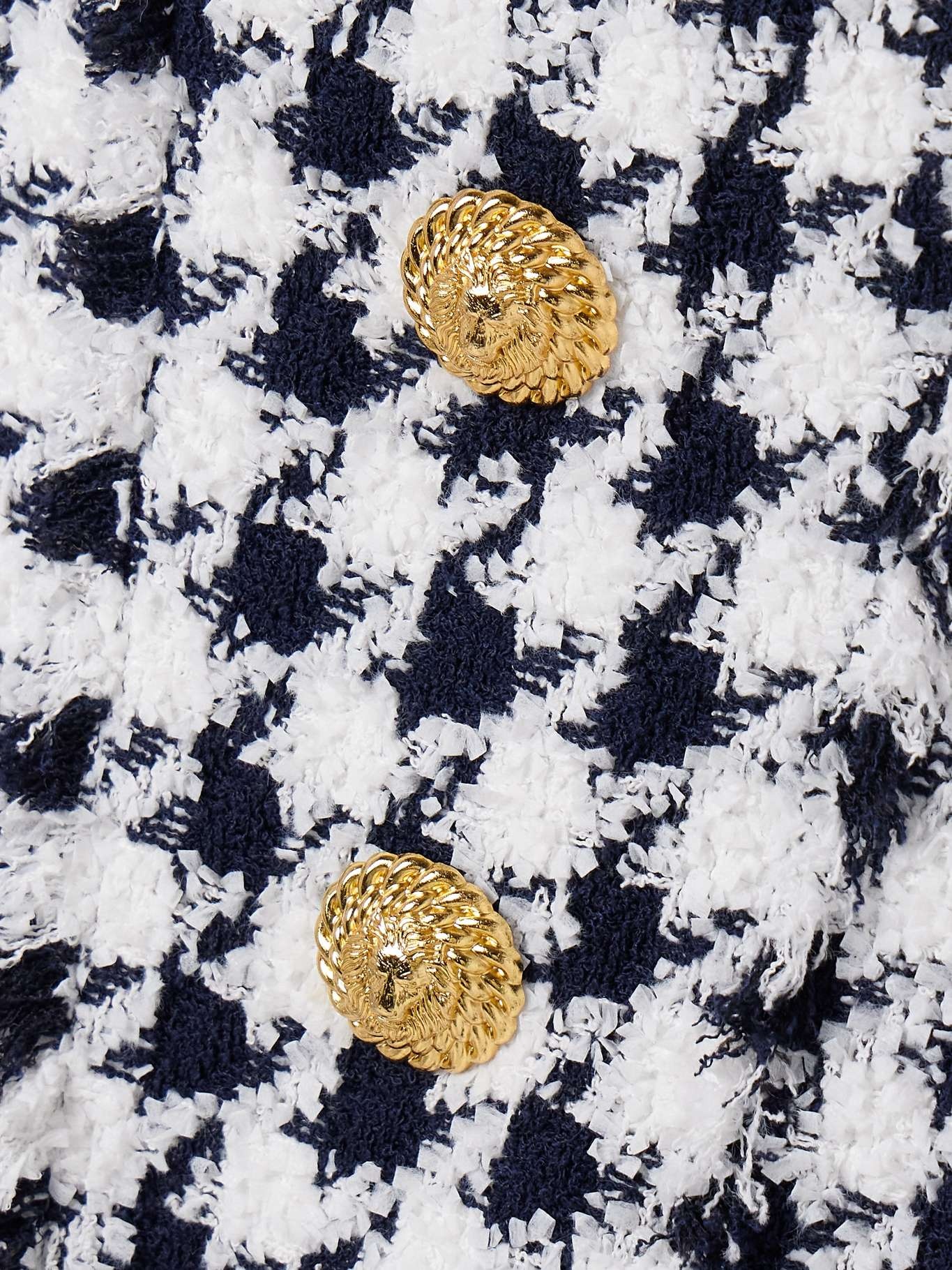 Button-embellished frayed tweed mini dress White - 4