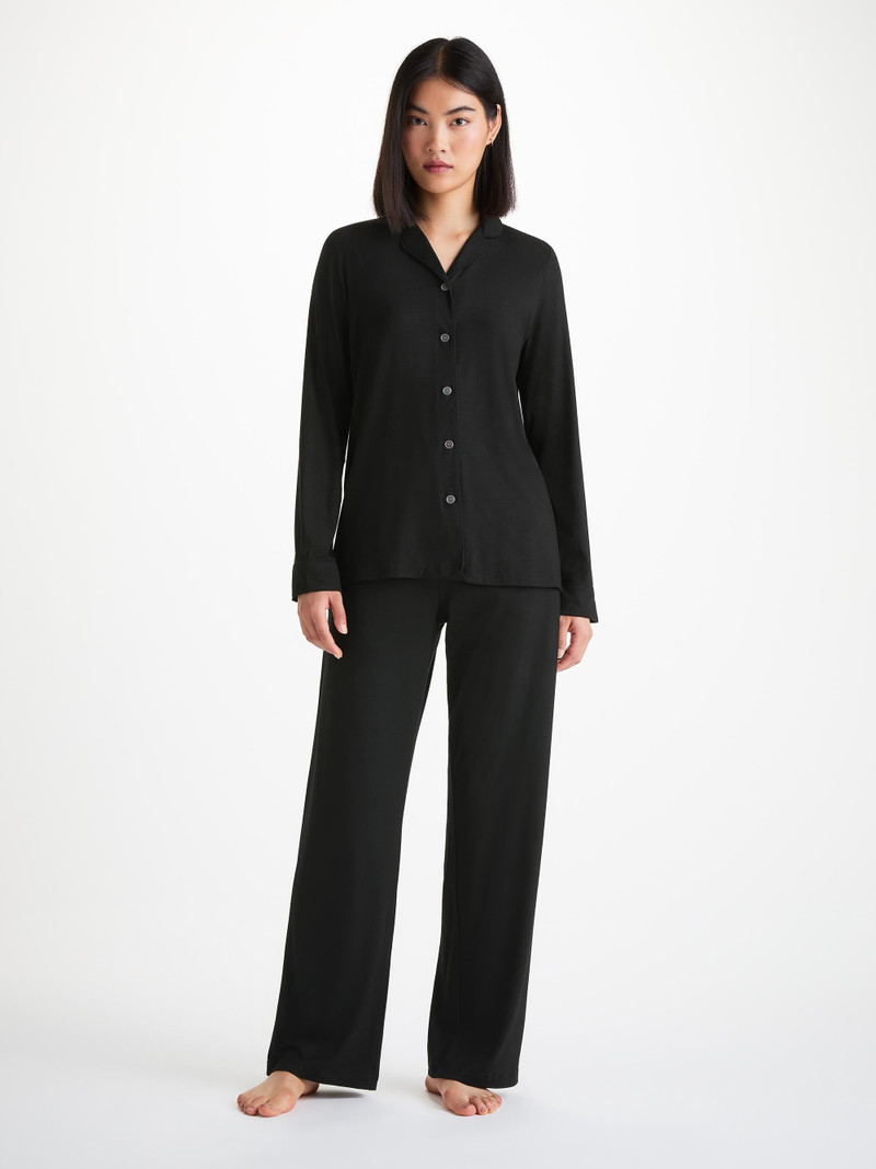 Derek Rose Women's Pajamas Lara Micro Modal Stretch Black outlook