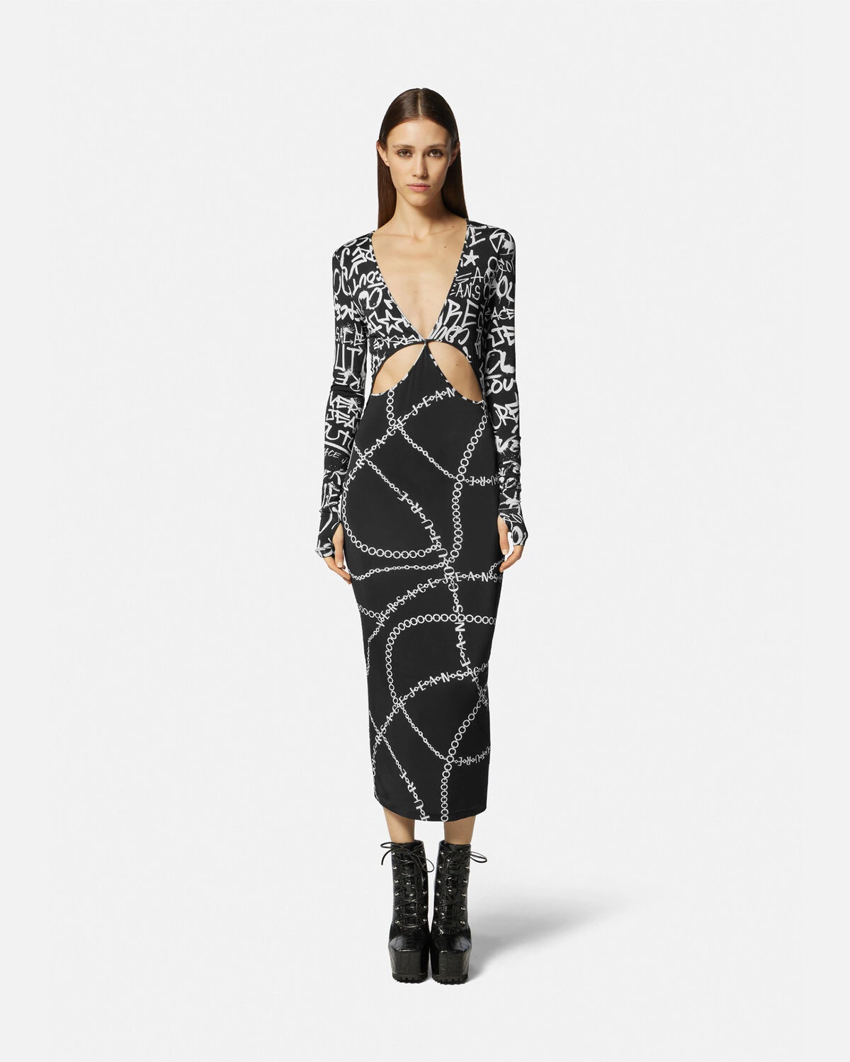 Graffiti Cutout Midi Dress - 3