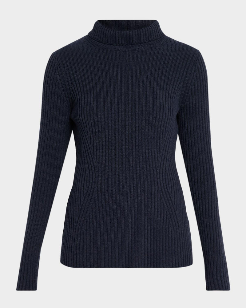 Rib Knit Cashmere Turtleneck Sweater 1