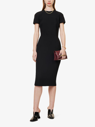 Victoria Beckham Round-neck fitted stretch-woven blend midi dress outlook