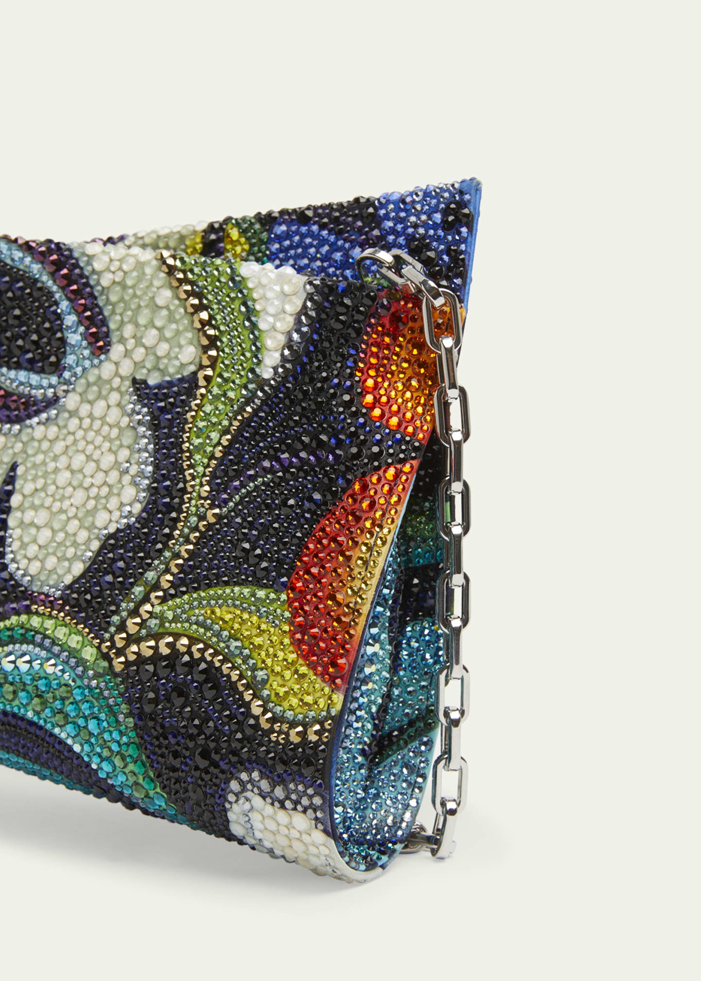 Loubitwist Small Clutch Bag in Flower Strass Satin - 4