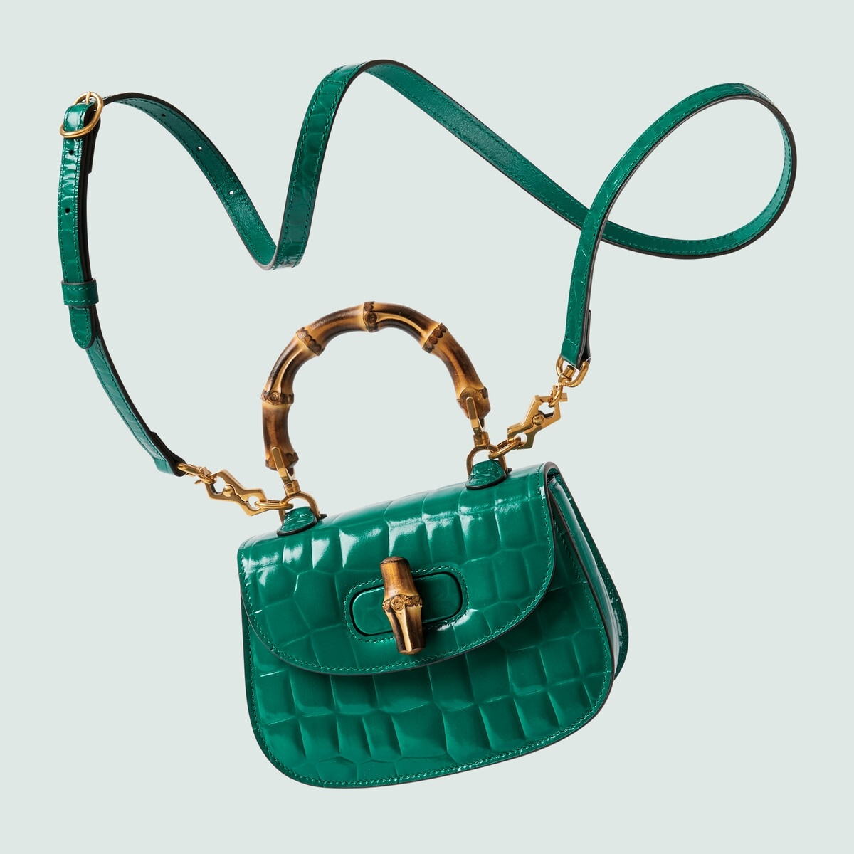 Gucci crocodile bamboo bag clearance