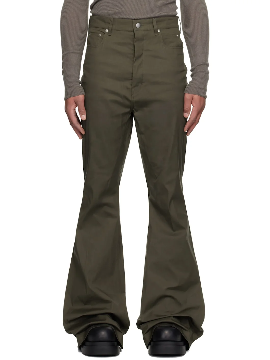 Khaki Concordians Bolan Bootcut Trousers - 1