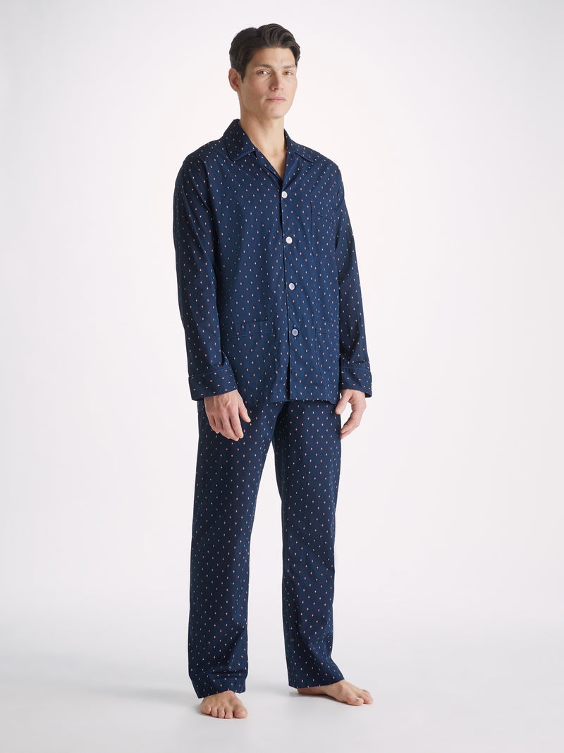 Men's Classic Fit Pyjamas Neslon 96 Cotton Batiste Navy - 3