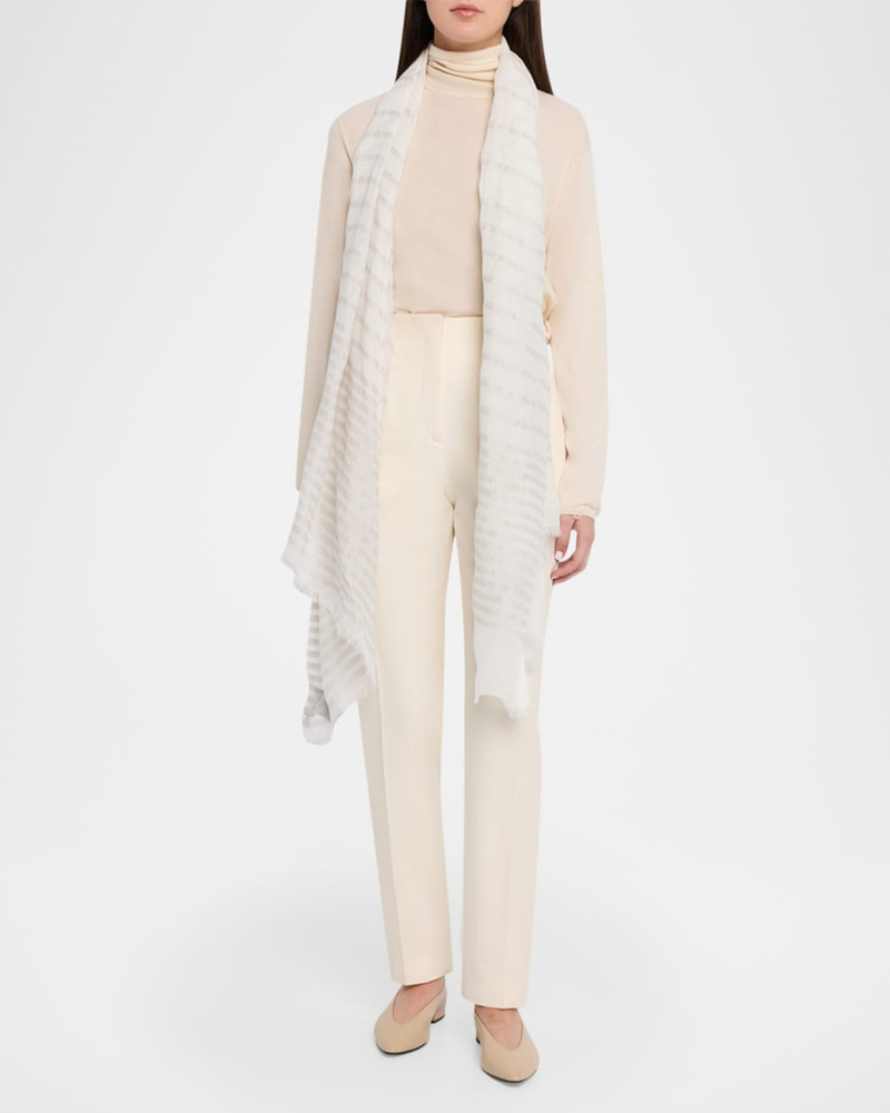 GIORGIO ARMANI Striped Linen-Cotton Jacquard Stole, 80" x 28" outlook