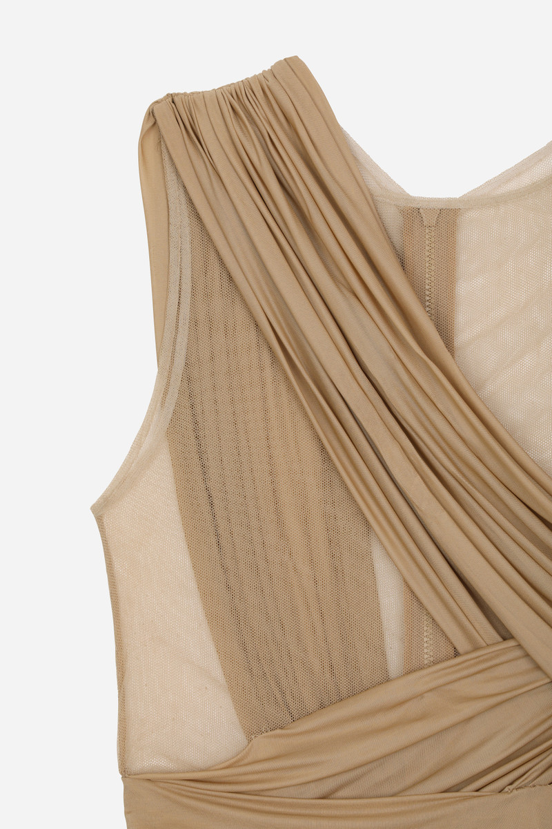 Stretch tulle T-shirt with draping 7