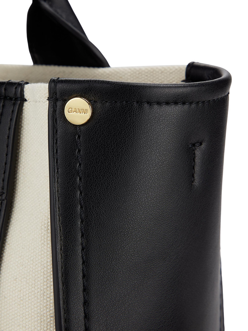 Women's Small Canvas Pocket Tote Bag - Black 8