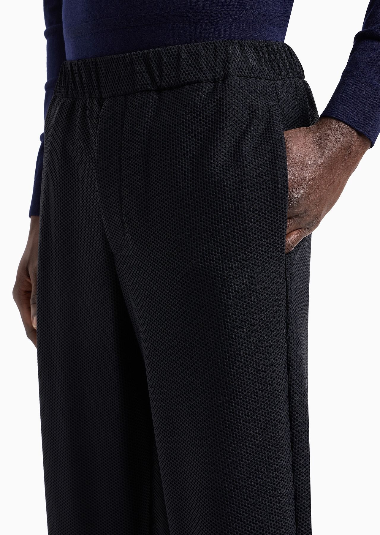 Technical waffle flat-front trousers - 5