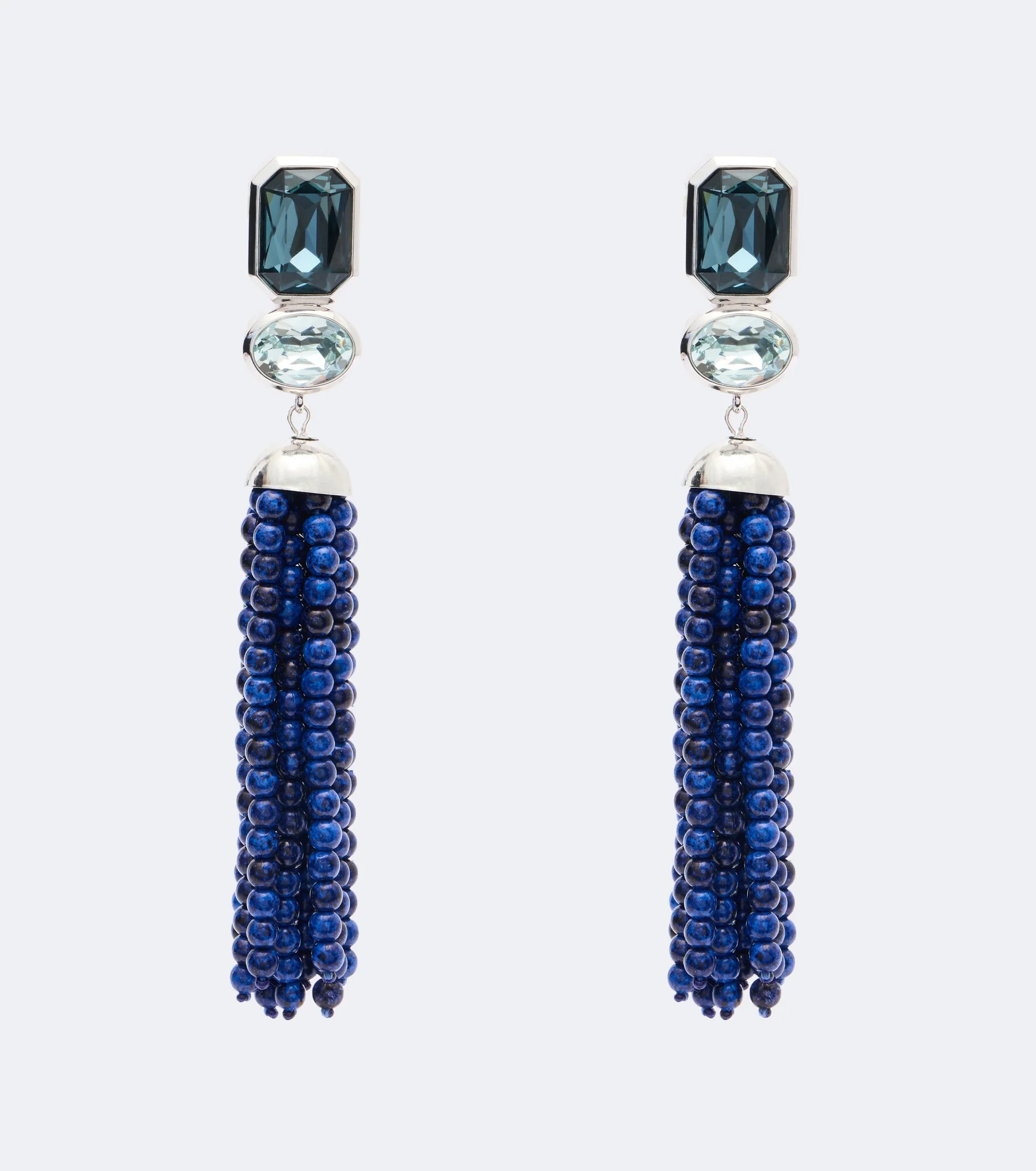 Embellished fringed drop earrings - 1