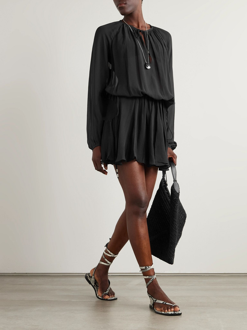 Isabel Marant Étoile Bess gathered georgette mini dress Black outlook