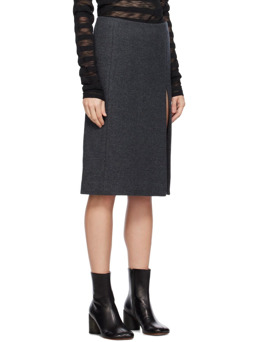 Gray Vented Miniskirt - 2