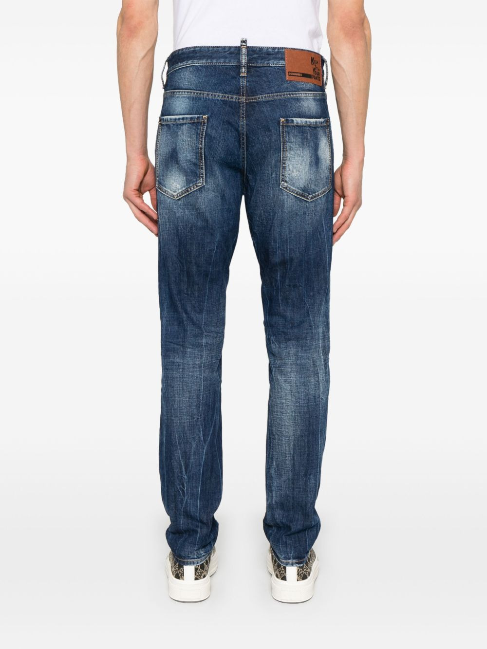 whiskering-effect jeans - 4