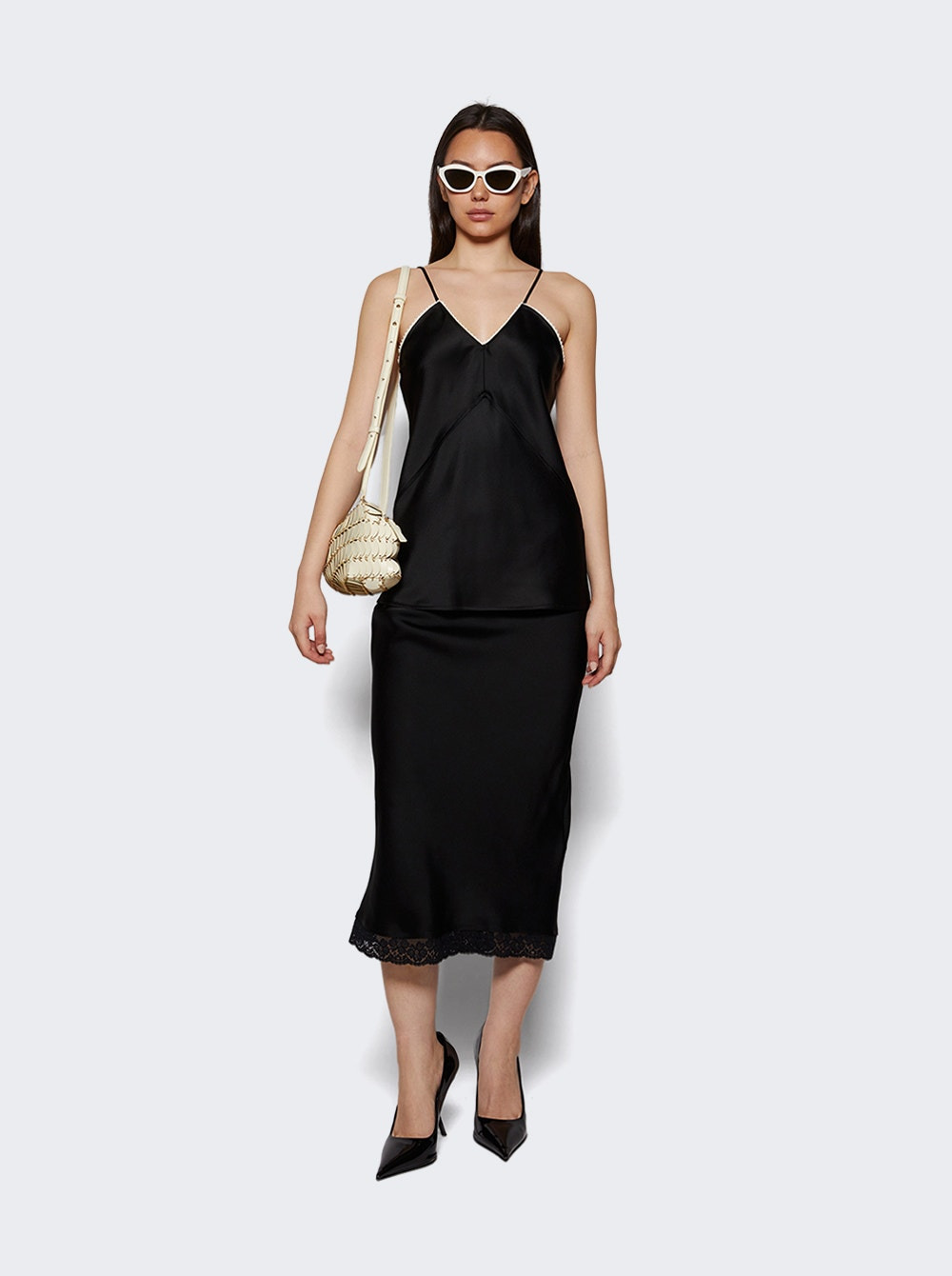 Lace Trim Slip Skirt Black - 5