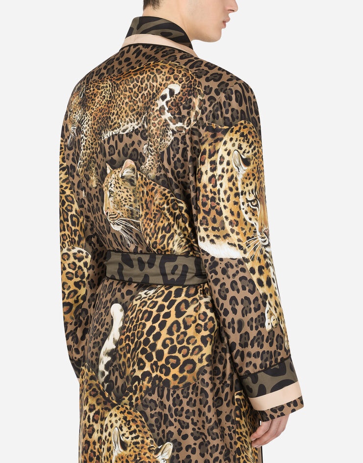 Leopard-print silk robe - 5