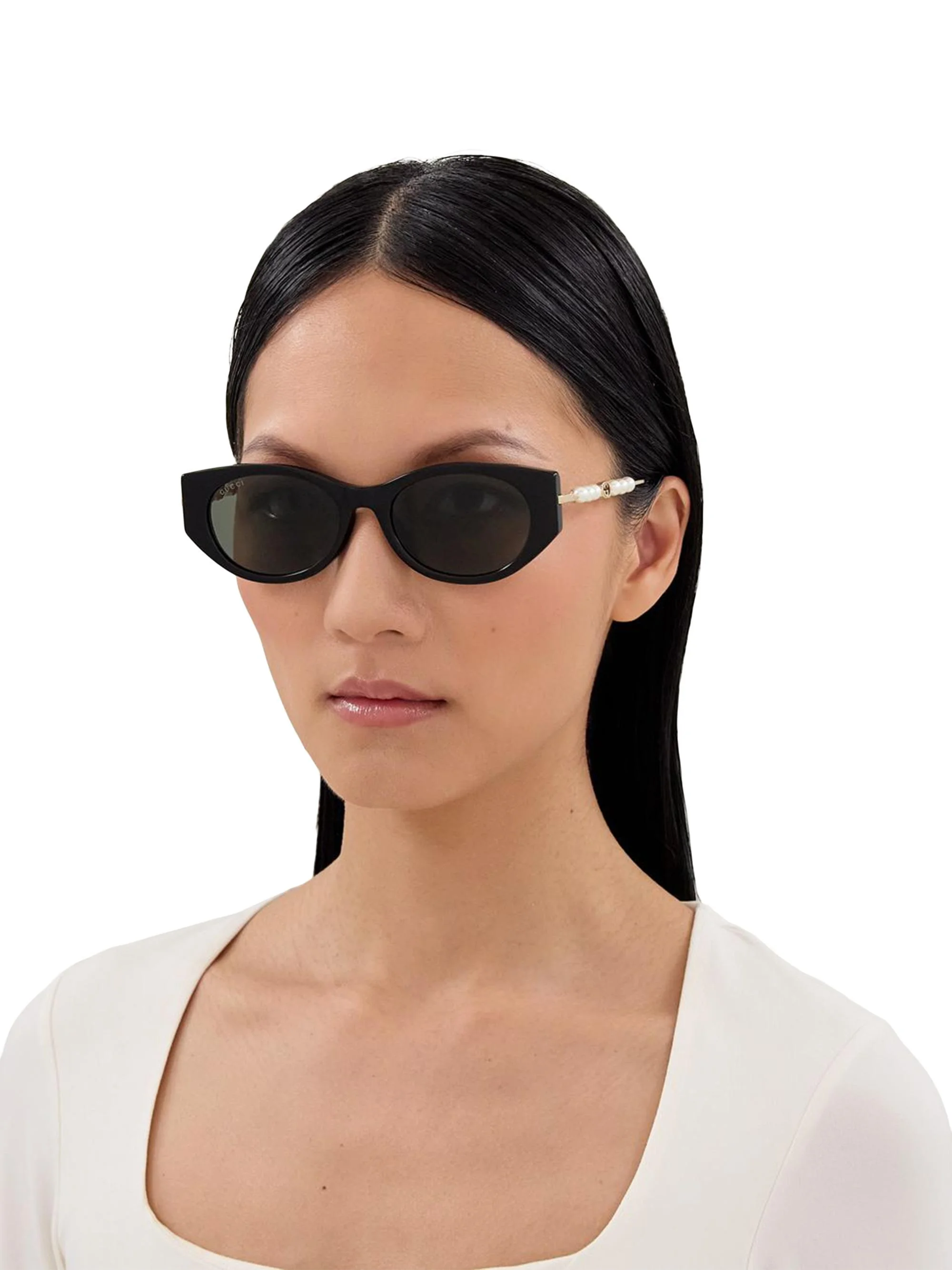 Women's Pearls & Strass 54MM Cat-Eye Sunglasses - Black - 1