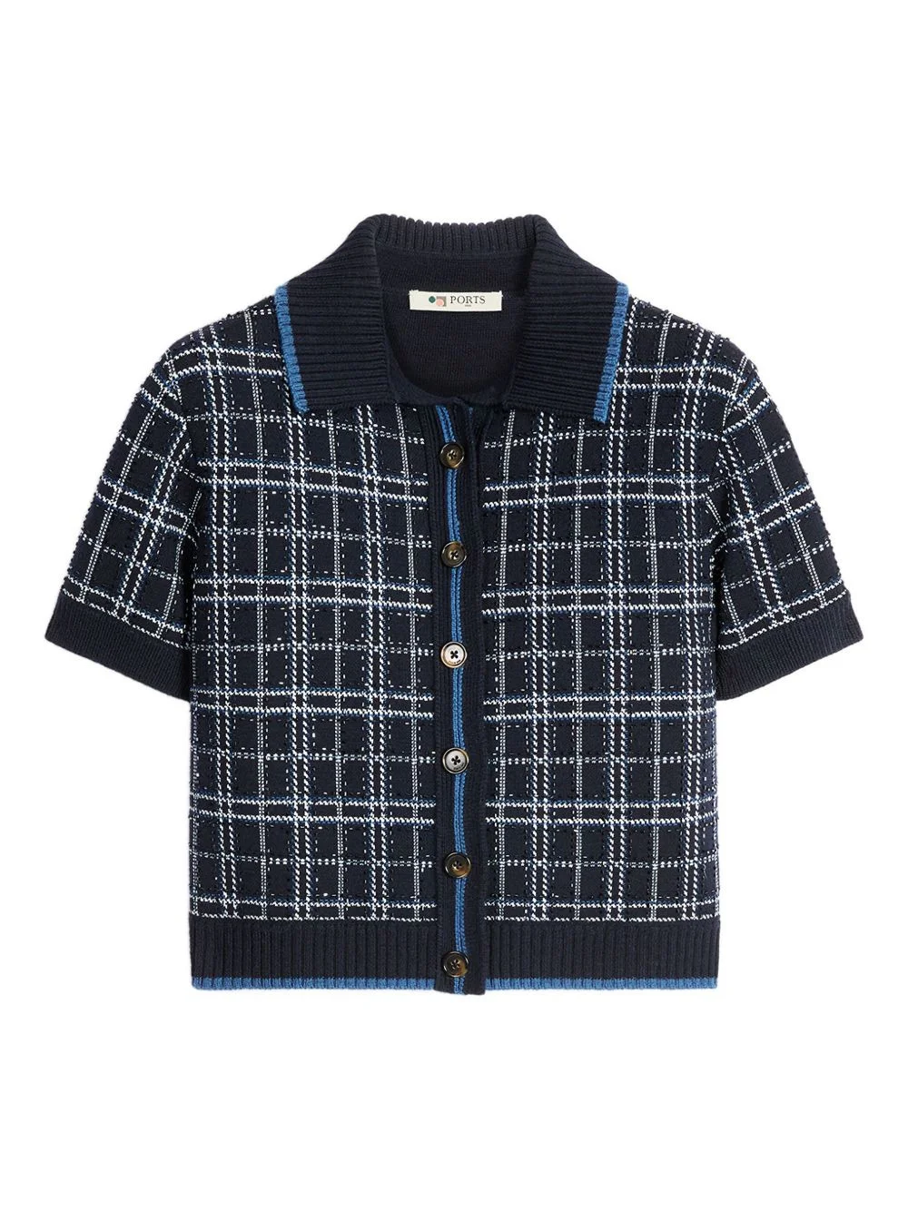 check-pattern short-sleeve top - 1