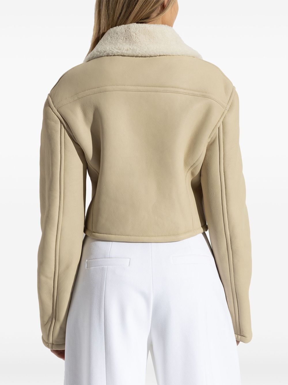 double-breasted shearling jacket - 4
