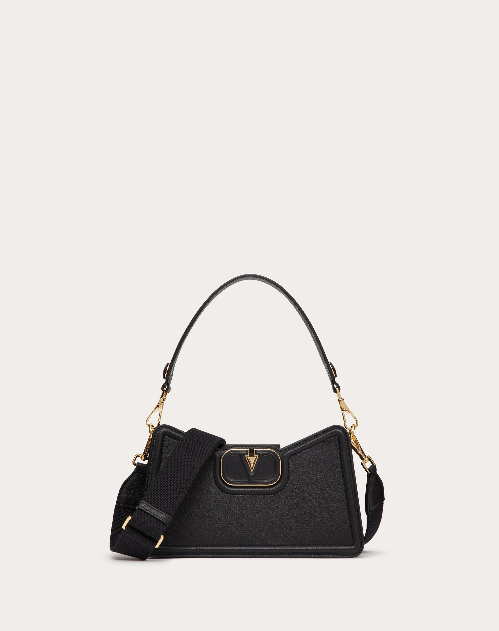 VLOGO LEATHER SHOULDER BAG IN GRAINY CALFSKIN - 1