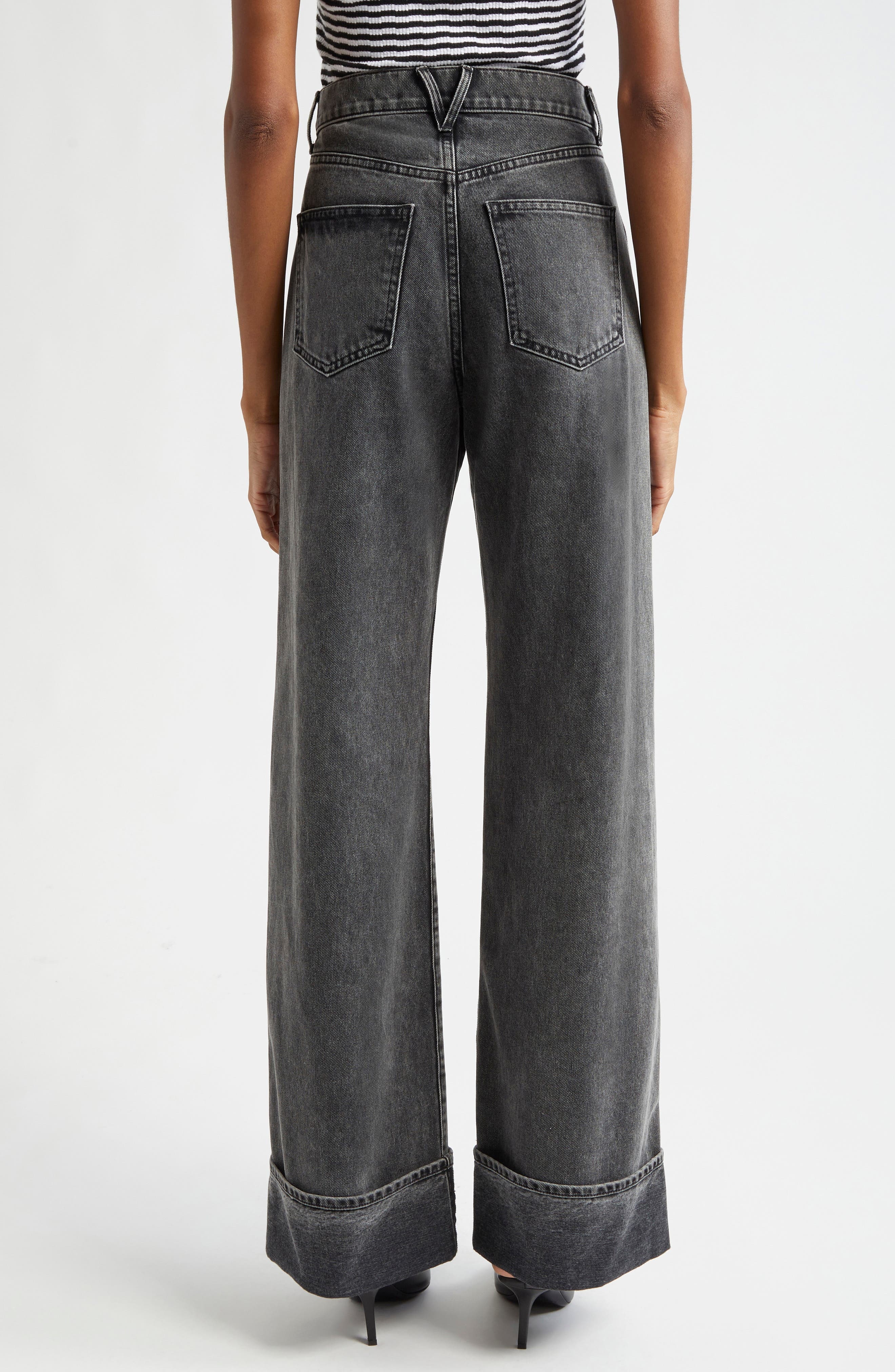 Veronica Beard Taylor High Waist Wide Leg Jeans in Stoned Washed Onyx at Nordstrom - 3