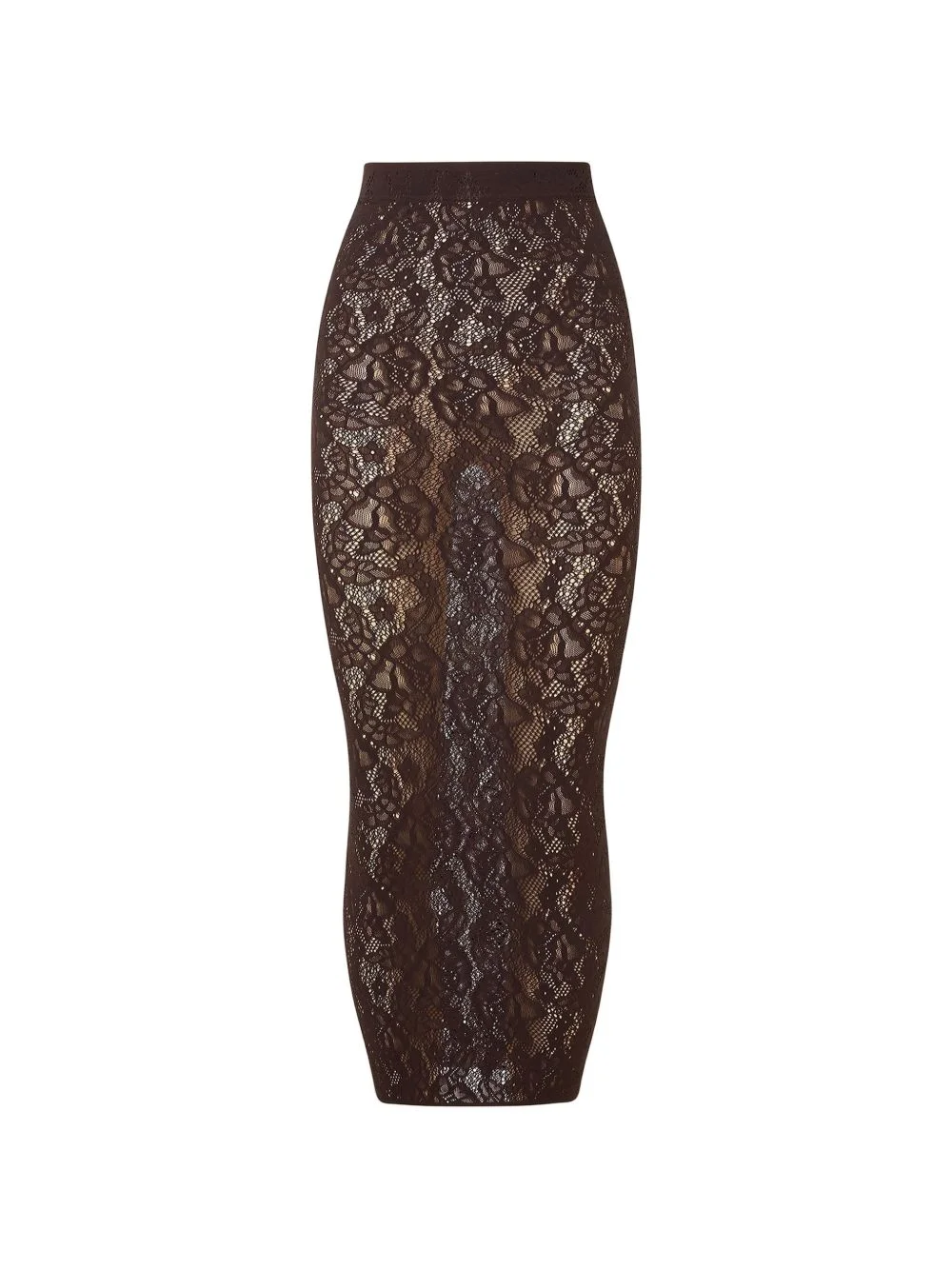 Infinite Rose lace-knit fitted midi skirt - 1