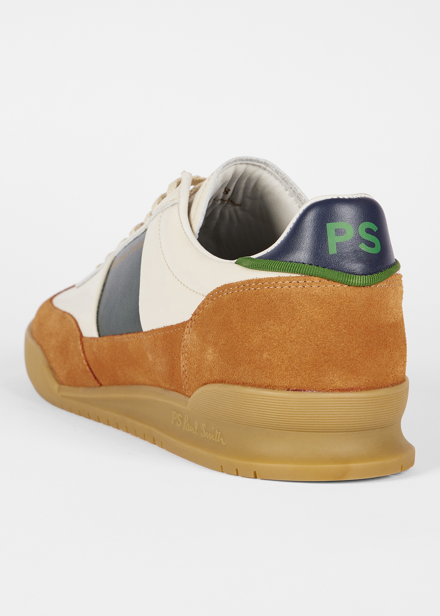 Ecru 'Dover' Leather Panel Trainers - 3